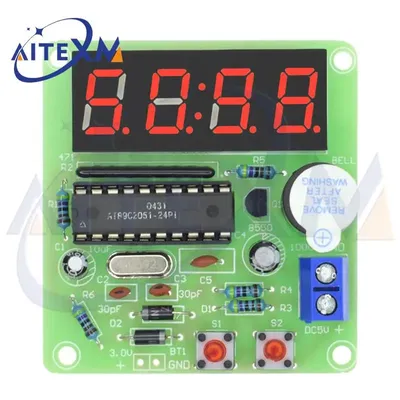 AT89C2051 Digital 4 Bits Electronic Clock Electronic Production Suite DIY Kit Learing Kit for