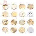 (231)20PCS 24K Gold Color Plated Brass Round Disk Pendants Charms for DIY Jewelry Making Findings