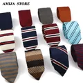 Men's Pointed Knitted Tie Solid Color Striped Warm British Gentleman Neck Gifts For Men Classic