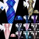 Barry.Wang Plaid Silk Men Tie Hanky Cufflinks Set Checked Jacquard Necktie for Male Formal Casual