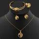 African Small Children Jewelry Set Classic Gold Color Necklace Pendant Earrings Bangles Ring Copper