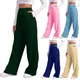 Women Fleece Lined Sweatpants Plain Wide Straight Leg Pants Bottom Sweatpants Joggers Sweatpants