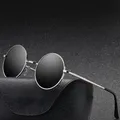 Retro Round Polarized Sunglasses Men Brand Designer Sun Glasses Vintage Women Alloy Metal Frame
