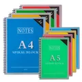 68-Sheet Spiral Notebook with Plastic Cover A4/A5 Sizes Lined Pages Blue Green Yellow Red Wirebound