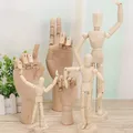 Wooden Manikin Flexible Body Joints Human Figure Wood Hand Model Ornament Stand for Home Office Desk