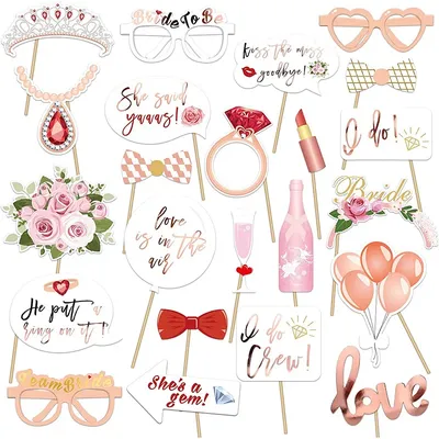 23Pcs Team Bride to Be Paper Photo Booth Props Mask Photo booth Bachelorette Hen Party Bridal Shower Wedding Decoration Supplies