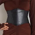 Plus Size Soft Leather Wide Y2K Black Elastic Corset Belt Female Stretch Cummerbunds Designer Belts