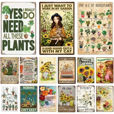 Gardening Vintage Metal Tin Sign Wall Decor Because Murder Is Wrong Funny Plants Retro Sign for Farmhouse Home Room Decoration