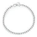 100% Silver Color Fashion 4mm Beads Chain Bracelet 20cm For Teen Girls Lady Gift Women Fine Jewelry