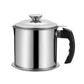 1.4 L Oil Strainer Pot Fine Mesh Fast Filtering With Lid Stainless Steel Frying Bacon Fat Oil
