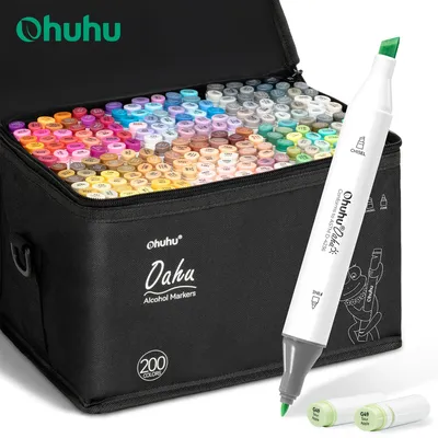 Ohuhu Oahu 200 Colors Marker Pen Set Alcohol Art Markers Dual Tips Felt Pen Sketching Drawing Graffiti Manga School Art Supplies