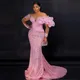 Aso Ebi Lace Prom Dresses Appliques Ruffles Illusion Long Sleeves Plus Sze Evening Dress Mermaid Party Gowns For African Women