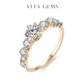 ATTAGEMS S925 Sliver Yellow Gold Plated Round Cut 0.5CT Moissanite Ring Diamond Engagement Rings For