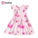 PatPat Toddler Girl Unicorn Heart Print Flutter-sleeve Pink Dress Soft and Comfortable Perfect for