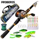 Proberos Telescopic Rod and Reel Kit 2.1 Carbon Fiber Fishing Rod 7.2:1 Gear Ratio Baitcasting Reel