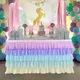 Rainbow Wedding Decoration Table Skirt Birthday Cake Party Chiffon Shimmer Organza For Hotel Events