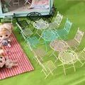 1 Set 1:12 Dollhouse Miniature Iron Table Chair Set Doll House Balcony Garden Decor Dollhouse