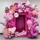 Birthday Party Pink Balloon Garland Arch Set Bowtie Balloon Disney Barbies Theme Party Decoration