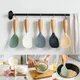 Silicone Rice Scoop Wooden Handle Standing Rice Washing Ladle Non-stick Rice Strainer Spoon Rice