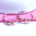 New 585 Purple Gold 14K Rose Gold Classic Multi Small Round Bead Hoop Earrings for Women Exquisite