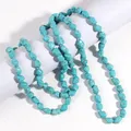 Fashion Bohemian Tribal Jewelry Blue Irregular Turquoise Stone Necklaces 2 Layer Necklace