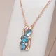 Kinel Hot 585 Rose Gold Color Pendant Necklace for Women Delicate Cut Dazzling Blue Natural Zircon