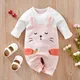 Spring and Autumn Boys and Girls Cartoon Rabbit Splice Design Pattern Cotton Long Sleeve Baby