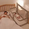 IMBABY Cradle Portable Baby Crib Liftable Bumpers in the Crib 3 in 1 Bed Guardrail Baby Sleep Safety