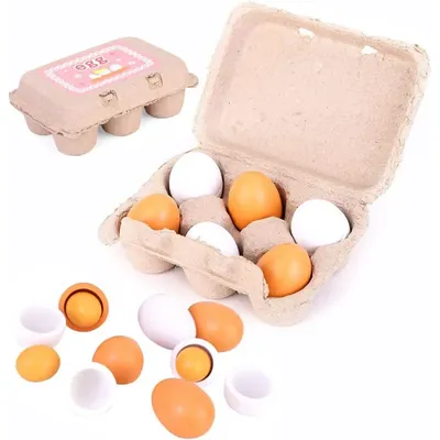 6pcs Wooden Eggs Toy Egg Kitchen Toys Kids Play Food Cooking Kitchen Pretend Play Food Set for Baby