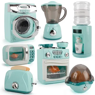 Kids Pretend Play Toy Kitchen Playset Home Appliances Juicer Washing Machine Toaster Microwave
