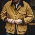 Maden 2024 New American Retro Hunting Lapel Plus Size Short Jackets Men's Outwear Spring and Autumn