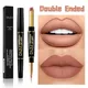 2in1 Matte Lipstick Women Lip Liner Makeup Double Ended Lasting Lipstick Durable Waterproof Nude