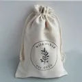 Print Logo Natural Color Soft Cotton Linen Drawstring Bag Reusable Gift Pouches Jewelry Makeup