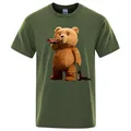 Lovely Ted Bear Drink Beer Poster Funny Printed T-Shirt Men Fashion Casual Short Sleeves Loose