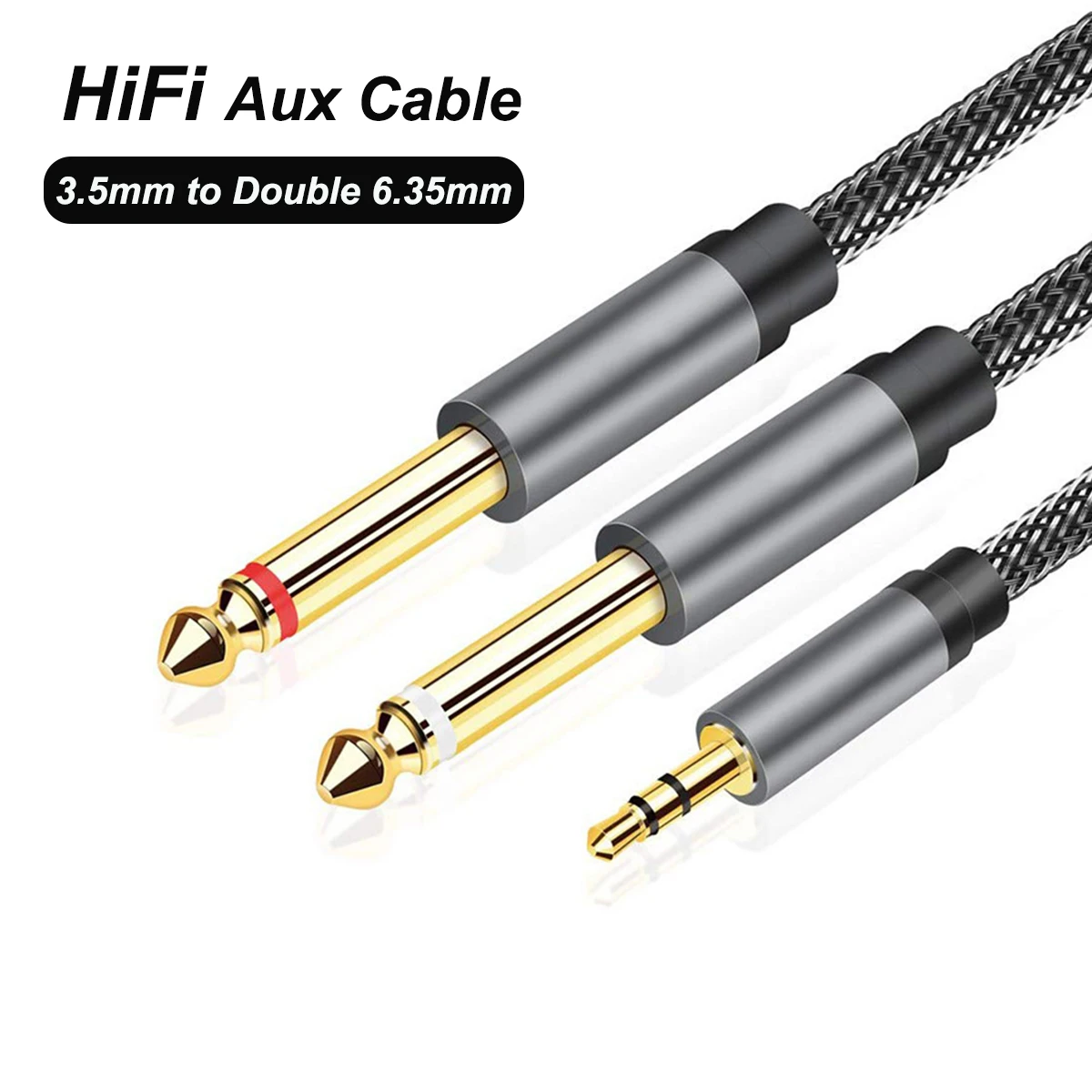 Cavo TRS da 3,5 mm a doppio 6,35 mm Cavo audio AUX maschio mono jack 6,35 a jack stereo da 3,5 per amplificatore mixer Adattatore da 6,35 mm