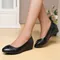 Women Wedges PU Leather Shoes Office Work Round Toe Bowknot Boats Elegance Low Heels Wedges Loafers