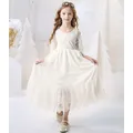 2-12 anni Flower Girl abiti bianco Beige manica lunga abito estivo comunione bambino bambini