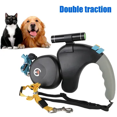 Pet Supplies Pet Traction Rope Belt Dual Dog Rope Leash Retractable Double Rotation Pet Rope with