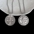 Saint Benedict Medal Necklace Stainless Steel Chains Catholic St. Benedict Medallion Pendant