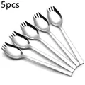5pcs Stainless Steel Sporks 2 In 1 Multifunction Spork Spoon Fork Noodle Fruit Salad Fork Soup