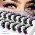 7 Colors False Eyelashes 7 Pairs 8D Faux Mink Hair eyelash extension Color Natural long Fluffy Soft