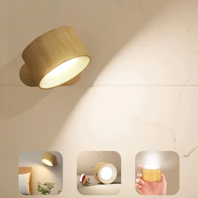 USB LED Wall Light USB Rechargeable 360° Magnetic Ball Rotate Dimmable Touch Control Wall Mounted