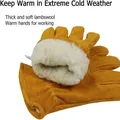 Work Gloves Winter Insulated Snow Cold Proof Leather Glove Thick Thermal Imitation Lambswool - Extra