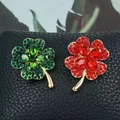 New four leaf clover crystal high-end brooch women's temperament simple diamond inlaid brooch