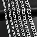 3mm-11.5mm Width Stainless Steel Cuban Link Chain Classic Curb Necklace Silver Color for Men Women