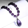 Amethyst Necklace Crystal Pendant Necklace Collarbone Chain Craft Purple Crystal Decorativas Raw