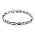 MxGxFam (17.5 / 19.5 cm x 4 mm ) AAA+ Cubic Zircon Square White Bracelets For Women Rhodium Gold