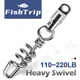 FishTrip Fishing Snap Swivel Heavy Duty Dredge Corkscrew Snap Stainless Steels Dredge Dawg Swivel