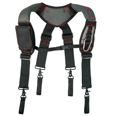 MELOTOUGH Gel Construction Work Suspender Tool Belt Suspenders with Gel shoulder pad Detachable Phone Holder