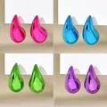 2Pc Metallic Colorful Chunky Water Droplet Drop Earrings for Women New C-Shape Dangle Earring Y2K